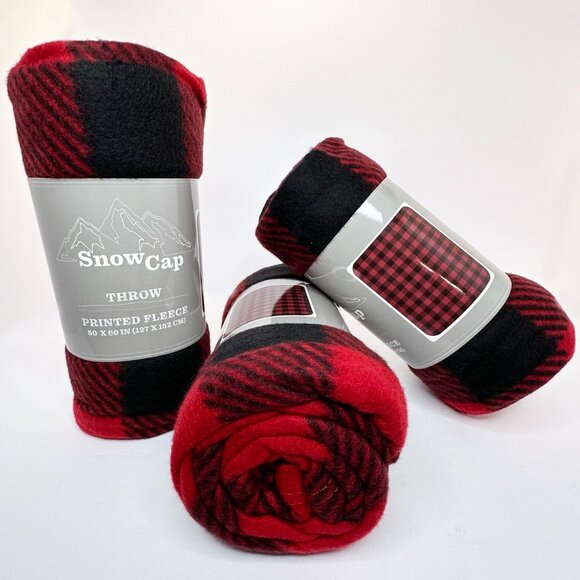 50" x 60" NEW Red/Blk Buffalo Check Fleece Throw for Bedroom, Livingroom, etc.. - Picture 4 of 5